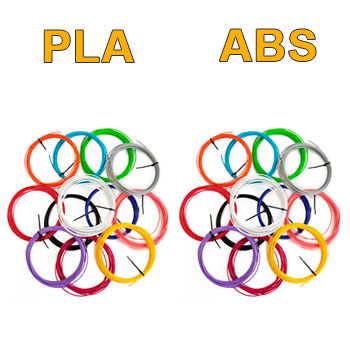 120 метрів ABS та PLA пластику (по 12 кольорів)