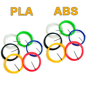 60 метрів ABS та PLA пластику (по 6 кольорів)