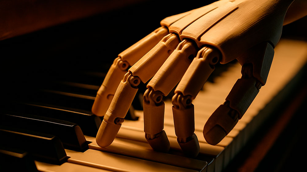 3D-напечатанная роботизированная рука играет на пианино