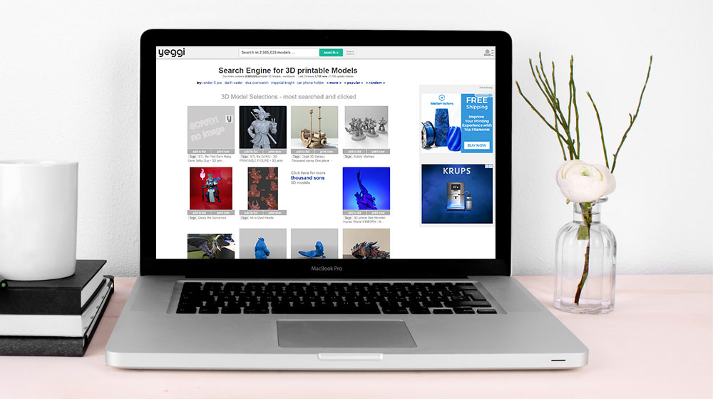 Безкоштовні файли STL на Yeggi.