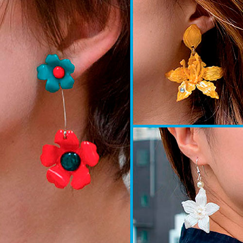 Серьги с цветочными украшениями 3D-ручкой